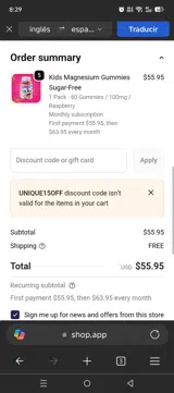 UNIQUE15OFF coupon verification screenshot