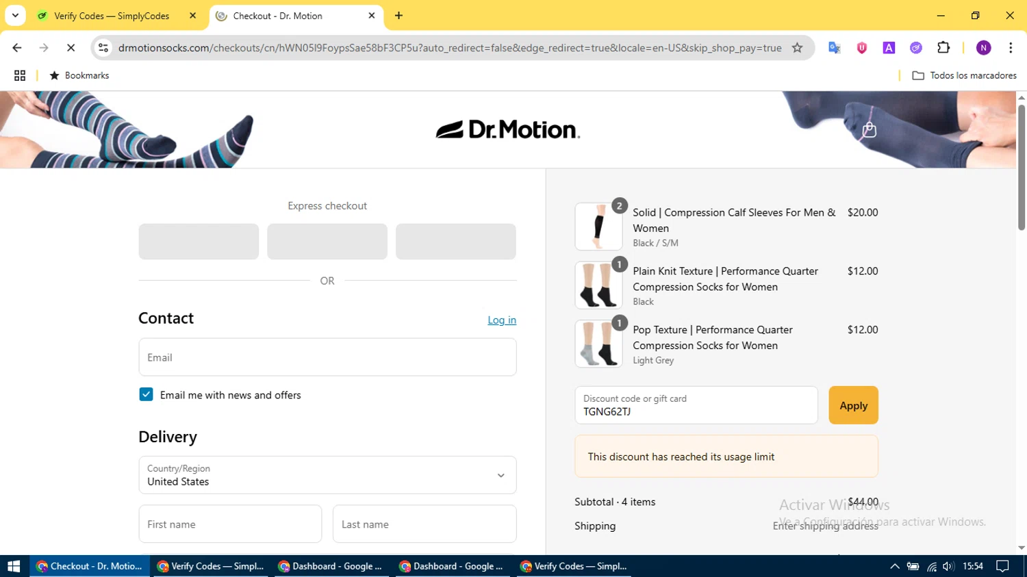 Dr. Motion discount code screenshot showing code TGNG62TJ applied at Dr. Motion checkout page. Uploaded by SimplyCodes community member CleverCurator2158 on Jun 30, 2025