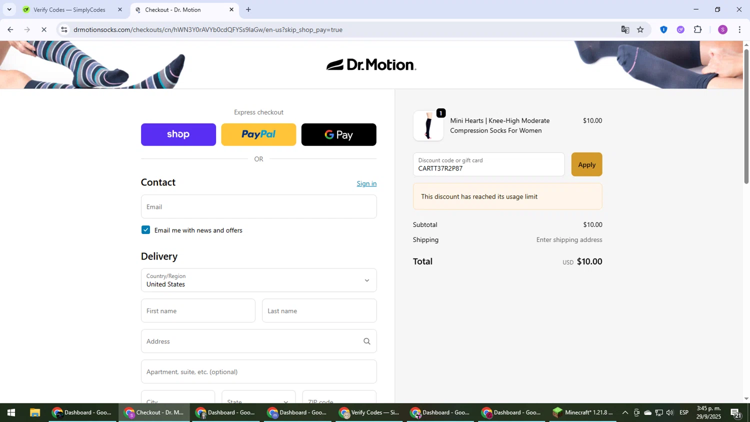 Dr. Motion discount code screenshot showing code CARTT37R2P87 applied at Dr. Motion checkout page. Uploaded by SimplyCodes community member Son_Goku on Sep 29, 2025