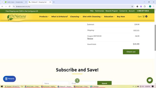 DrNatura checkout page showing DrNatura coupon code box | Screenshot taken by SimplyCodes community member on Jun 26, 2025