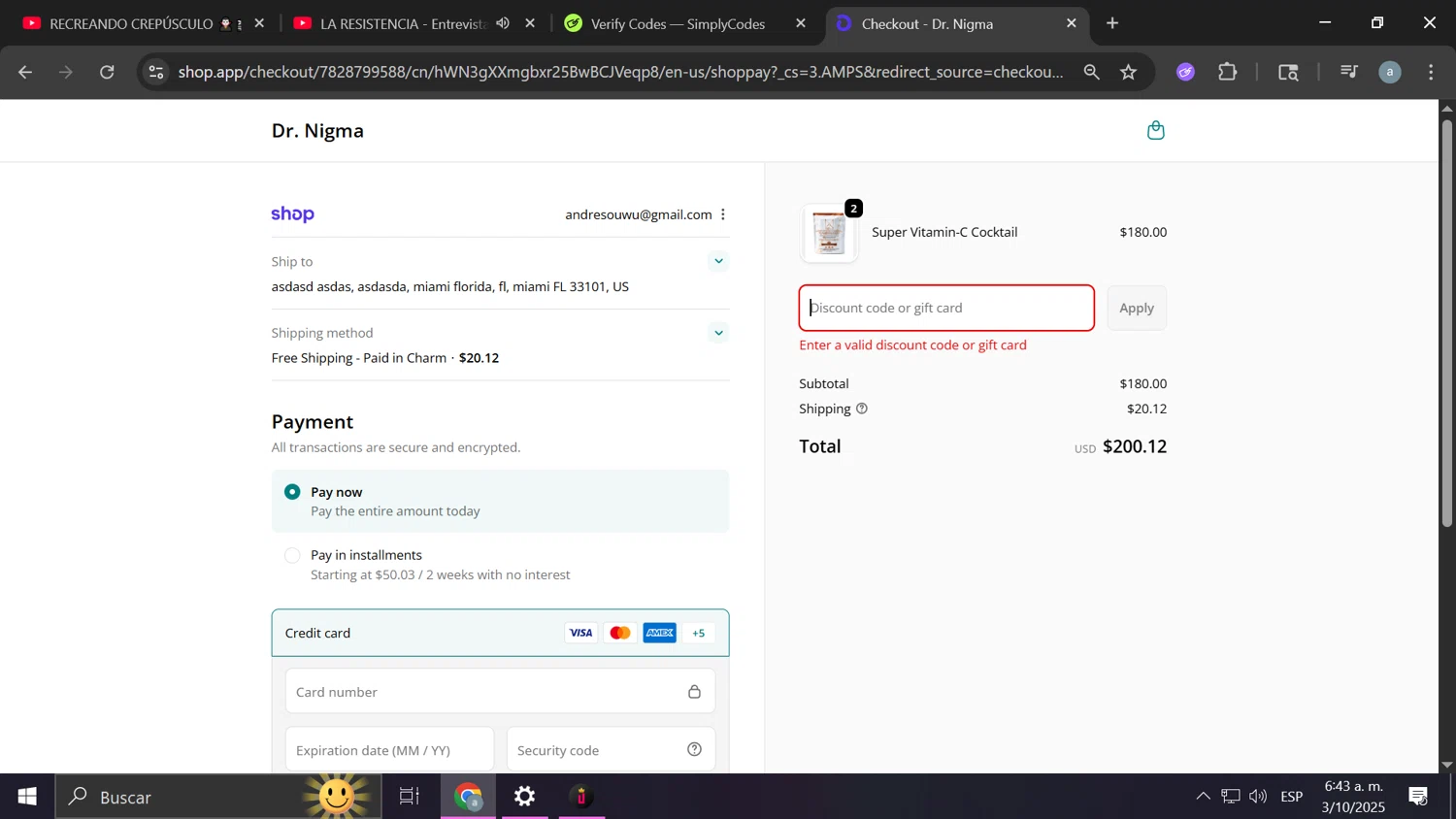 Dr. Nigma Talib promo code screenshot showing code HEALTHYDOCPODCAST applied at Dr. Nigma Talib checkout page. Uploaded by SimplyCodes community member Frizk_1 on Oct 3, 2025