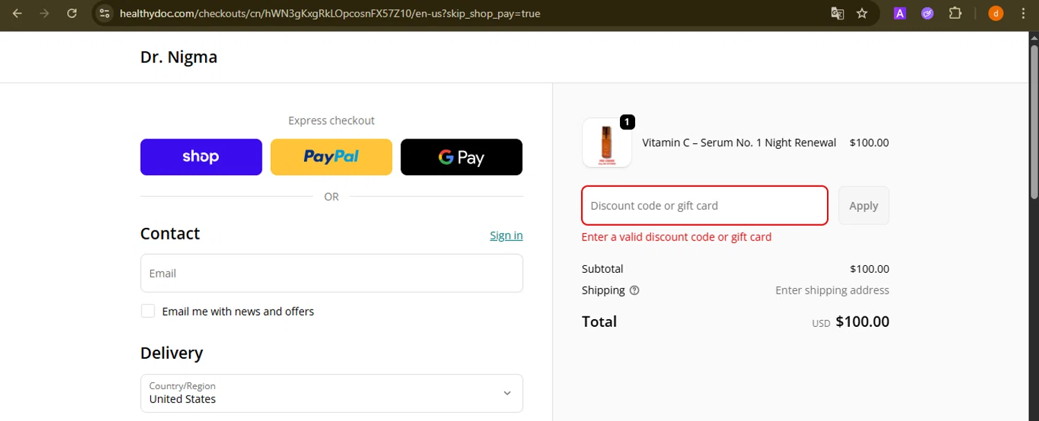 Dr. Nigma Talib promo code screenshot showing code HEALTHYDOCPODCAST applied at Dr. Nigma Talib checkout page. Uploaded by SimplyCodes community member PennyAdmiral6960 on Oct 3, 2025
