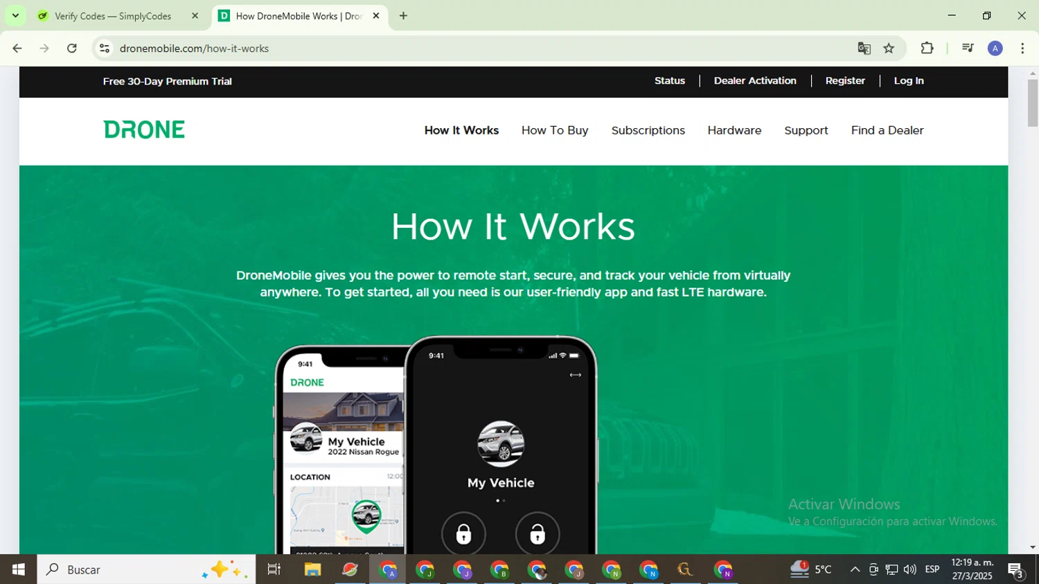 DroneMobile promo code screenshot showing code PREMIUM15 applied at DroneMobile checkout page. Uploaded by SimplyCodes community member TreasureCaptain5531 on Mar 27, 2025