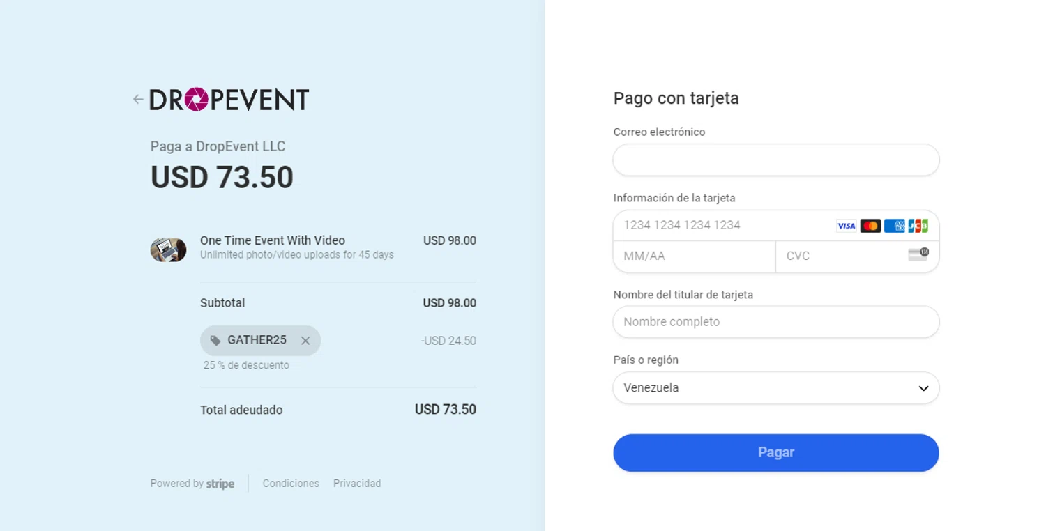 DropEvent checkout page showing DropEvent promo code box | Screenshot taken by SimplyCodes community member on Dec 2, 2023