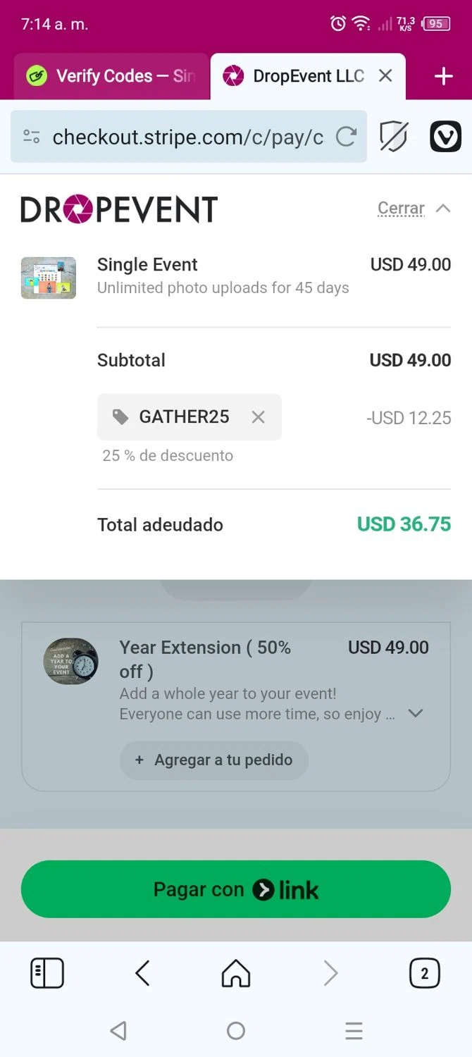 DropEvent checkout page showing DropEvent promo code box | Screenshot taken by SimplyCodes community member on Jun 19, 2024