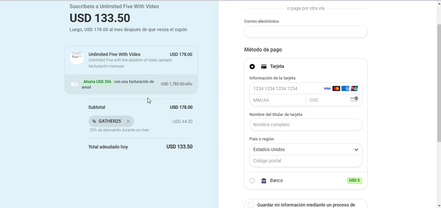 DropEvent promo code screenshot showing code Gather25 applied at DropEvent checkout page. Uploaded by SimplyCodes community member FrugalSage5401 on Jan 5, 2025