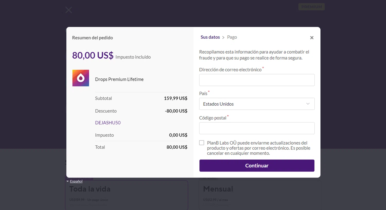 Drops checkout page showing Drops discount code box | Screenshot taken by SimplyCodes community member on Dec 19, 2023