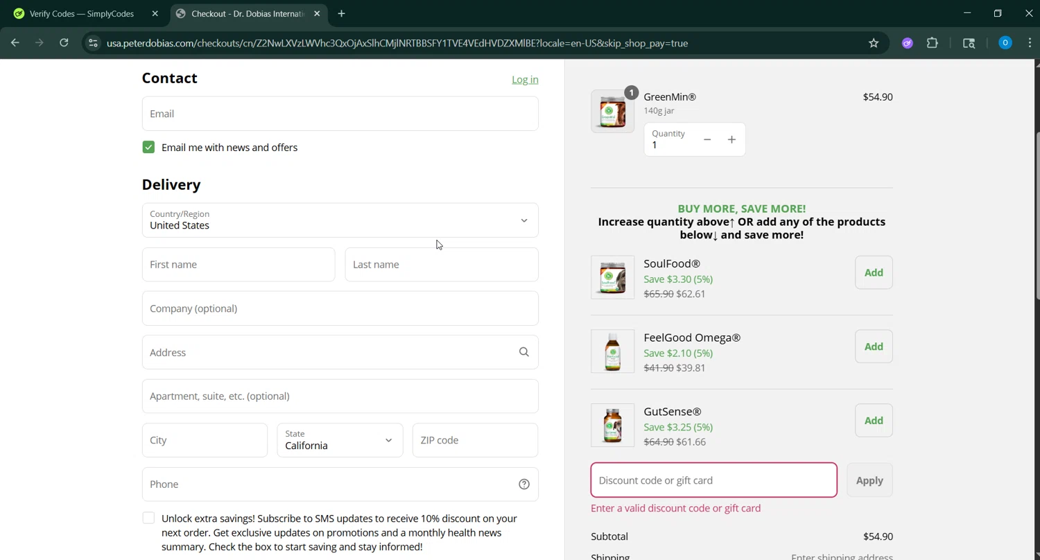 Dr. Peter Dobias promo code screenshot showing code Judy applied at Dr. Peter Dobias checkout page. Uploaded by SimplyCodes community member GoldAdmiral5202 on Jun 18, 2025