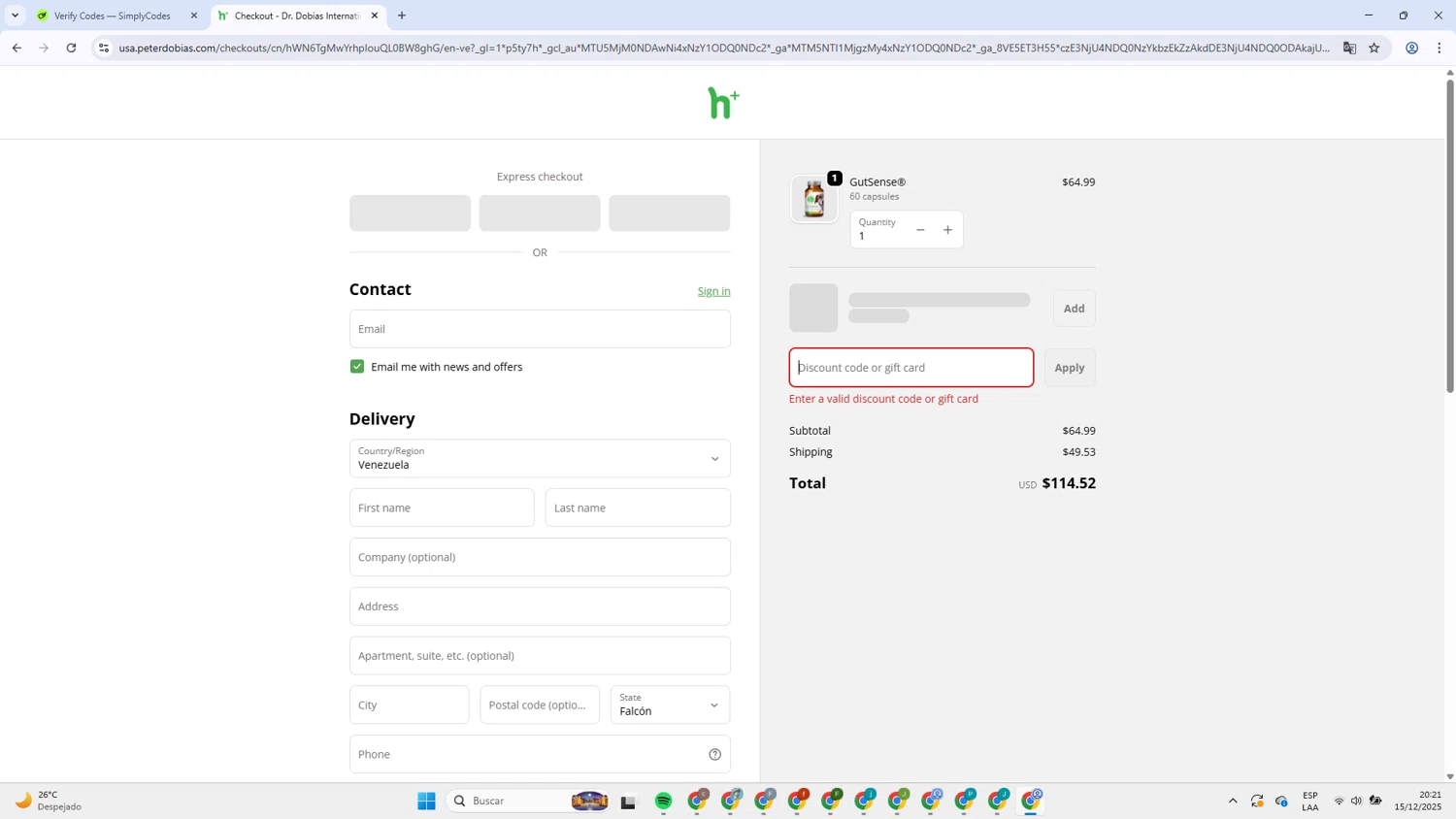 Dr. Peter Dobias promo code screenshot showing code TINSELTONIC applied at Dr. Peter Dobias checkout page. Uploaded by SimplyCodes community member Sebastian4day4 on Dec 16, 2025
