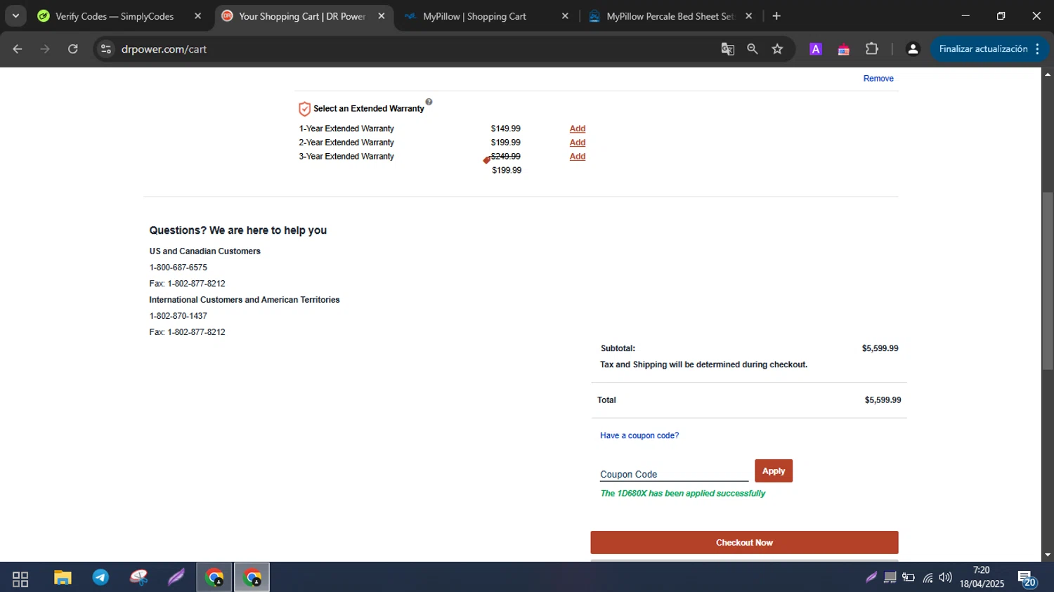 DR Power Equipment checkout page showing DR Power Equipment promo code box | Screenshot taken by SimplyCodes community member on Apr 18, 2025