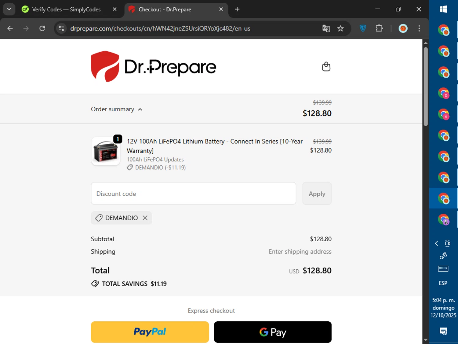 Dr.Prepare promo code screenshot showing code DEMANDIO applied at Dr.Prepare checkout page. Uploaded by SimplyCodes community member SalePhoenix823 on Oct 12, 2025