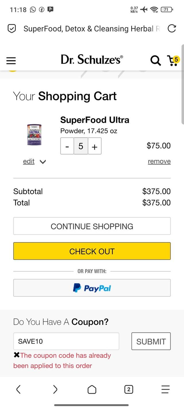 Dr. Schulze's checkout page showing Dr. Schulze's promo code box | Screenshot taken by SimplyCodes community member on Sep 9, 2025