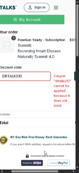 DRTALKS10 coupon verification screenshot