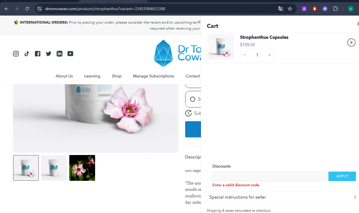Dr. Tom Cowan promo code screenshot showing code WELCOMEBACK applied at Dr. Tom Cowan checkout page. Uploaded by SimplyCodes community member VictoriousGuardian220 on Jun 6, 2025