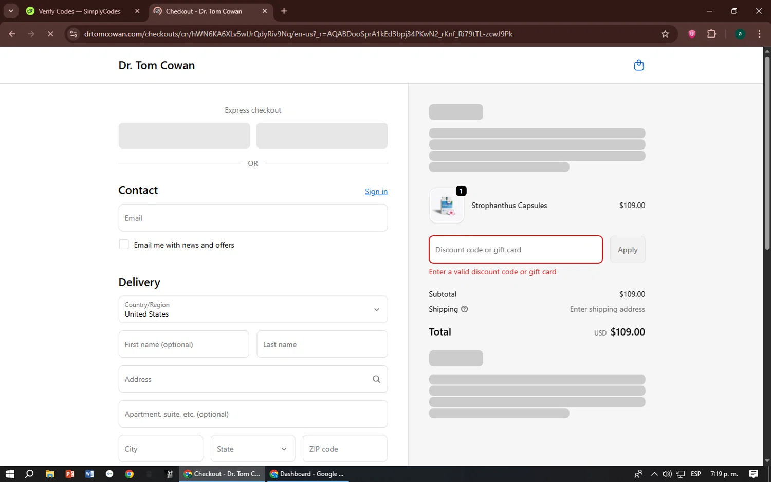 Dr. Tom Cowan promo code screenshot showing code JOINNBC applied at Dr. Tom Cowan checkout page. Uploaded by SimplyCodes community member zizu55 on Dec 11, 2025