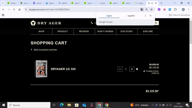Dry Ager checkout page showing Dry Ager promo code box | Screenshot taken by SimplyCodes community member on Jan 16, 2025