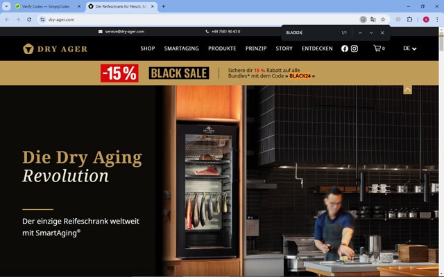 Dry Ager checkout page showing Dry Ager promo code box | Screenshot taken by SimplyCodes community member on Nov 28, 2024