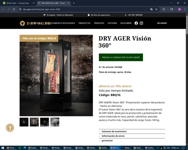 Dry Ager checkout page showing Dry Ager promo code box | Screenshot taken by SimplyCodes community member on Aug 8, 2025