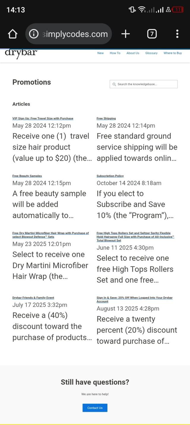 Drybar checkout page showing Drybar promo code box | Screenshot taken by SimplyCodes community member on Aug 15, 2025