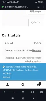 DRYFT coupon verification screenshot