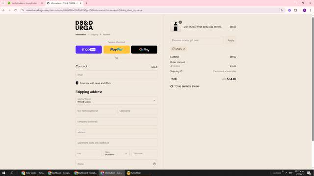D.S. & DURGA checkout page showing D.S. & DURGA promo code box | Screenshot taken by SimplyCodes community member on Jul 1, 2025