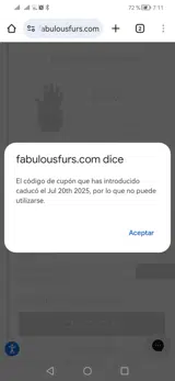 07CLOSET25 coupon verification screenshot