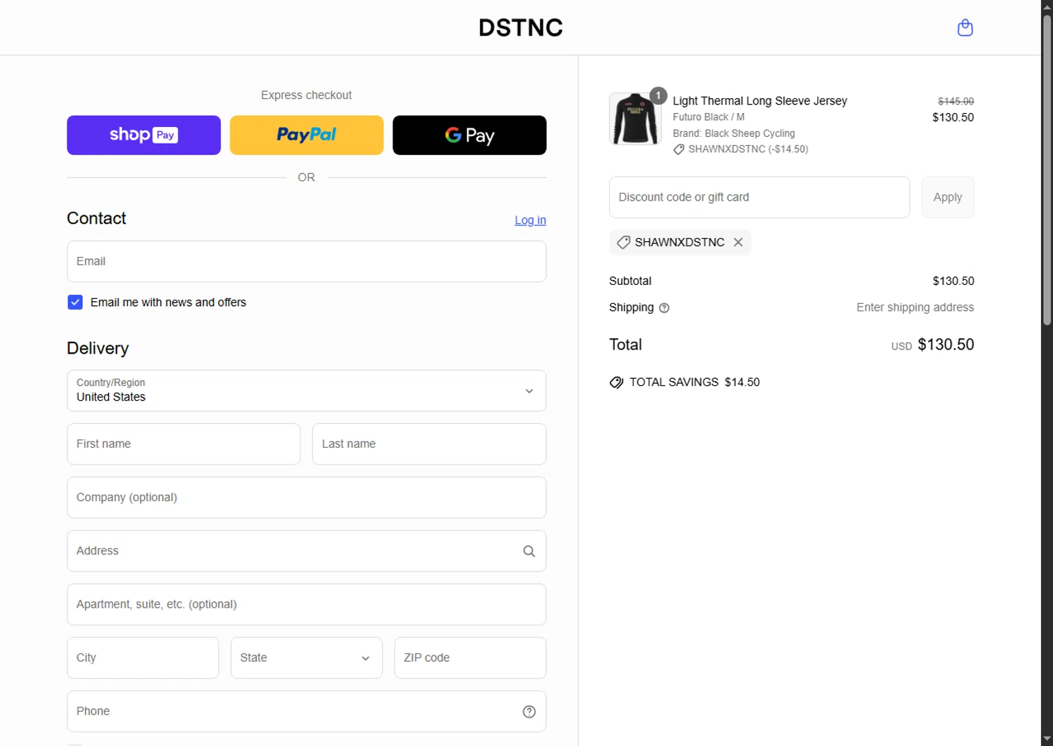 DSTNC discount code screenshot showing code ShawnxDSTNC applied at DSTNC checkout page. Uploaded by SimplyCodes community member PennyScholar504 on Apr 9, 2025