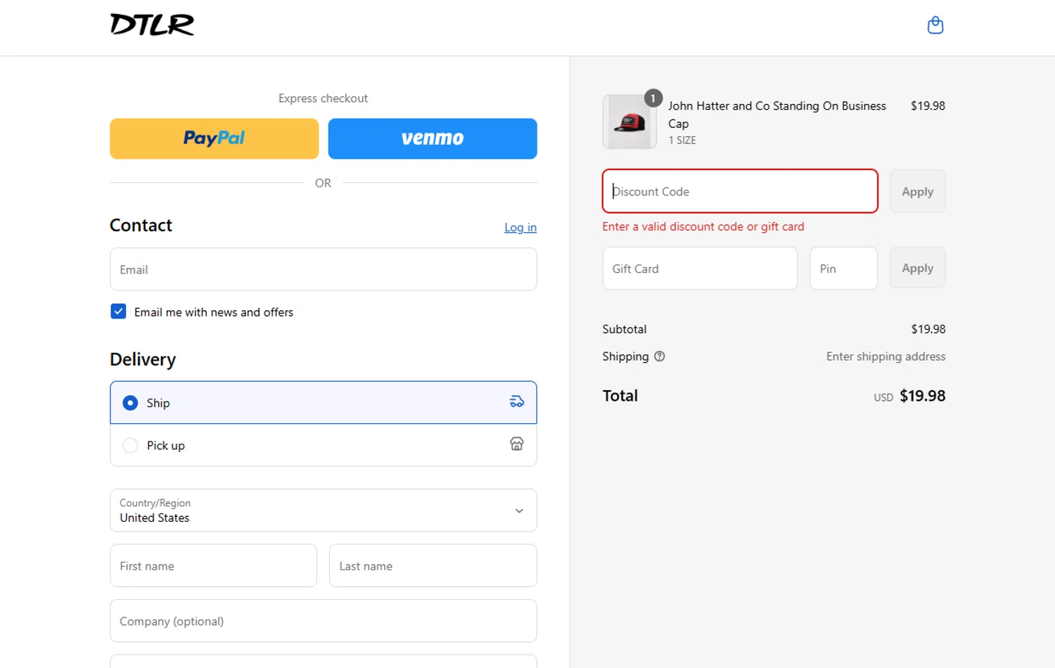 DTLR discount code screenshot showing code hat50 applied at DTLR checkout page. Uploaded by SimplyCodes community member VoucherVirtuoso2520 on Aug 27, 2025