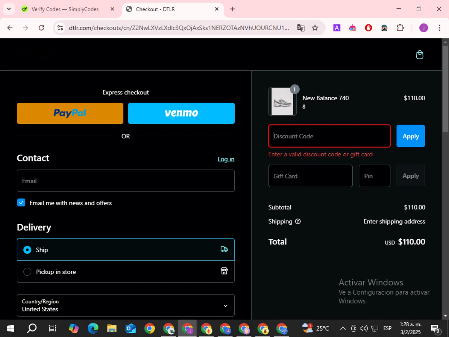 DTLR discount code screenshot showing code YEAR50 applied at DTLR checkout page. Uploaded by SimplyCodes community member BrilliantLynx7680 on Feb 3, 2025