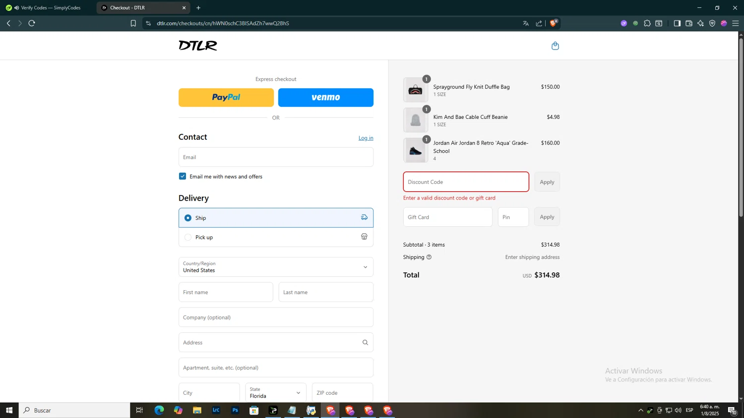 DTLR discount code screenshot showing code KNIT applied at DTLR checkout page. Uploaded by SimplyCodes community member SmartGuardian6731 on Aug 1, 2025