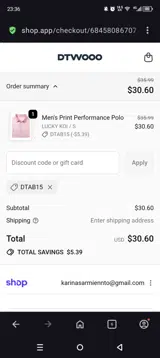 DTAB15 coupon verification screenshot