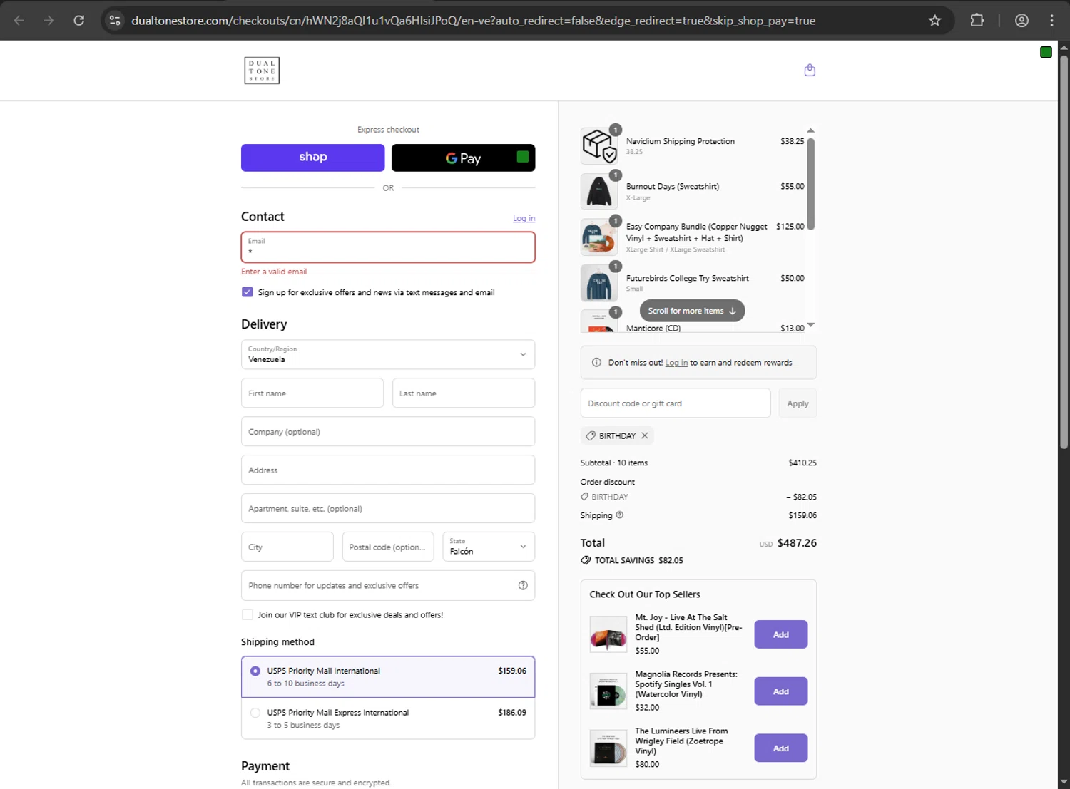 Dualtone Store discount code screenshot showing code BIRTHDAY applied at Dualtone Store checkout page. Uploaded by SimplyCodes community member zzzzzzza on Sep 8, 2025