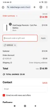 DubCharge coupon verification screenshot