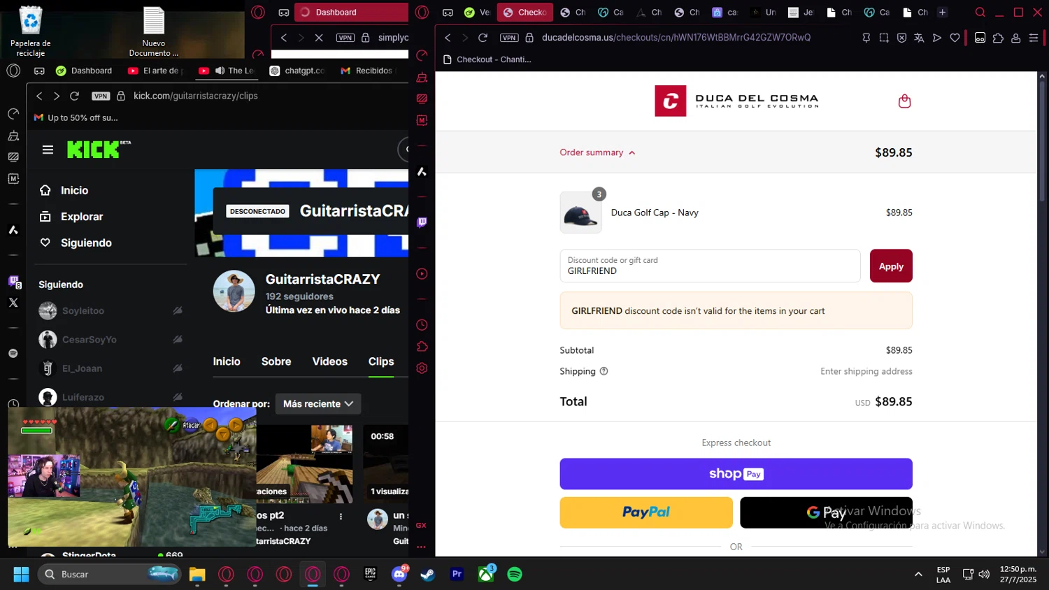 Duca Del Cosma US promo code screenshot showing code GIRLFRIEND applied at Duca Del Cosma US checkout page. Uploaded by SimplyCodes community member Halanweik on Jul 27, 2025