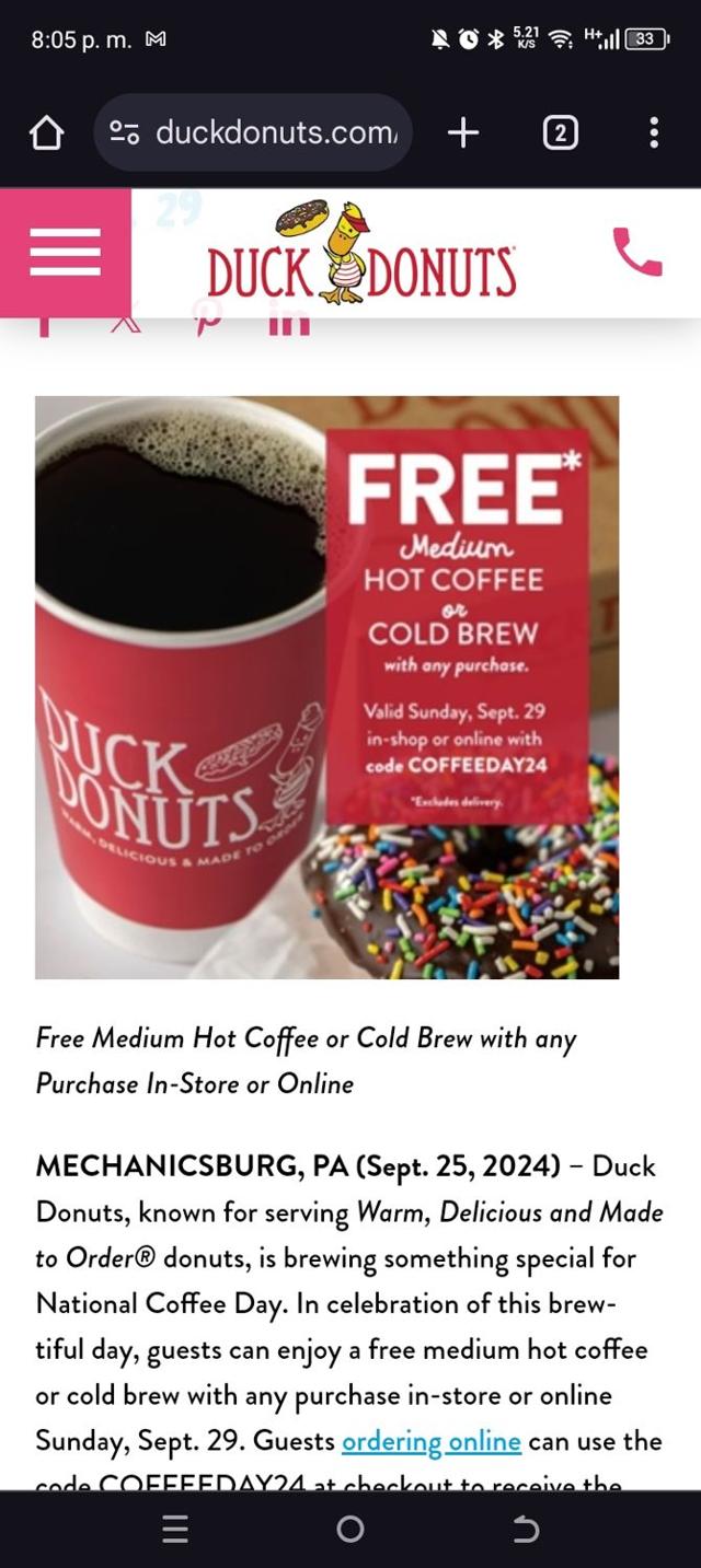 Duck Donuts checkout page showing Duck Donuts promo code box | Screenshot taken by SimplyCodes community member on Sep 29, 2024