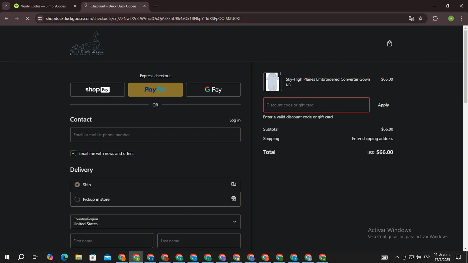 Duck Duck Goose promo code screenshot showing code backtoschool applied at Duck Duck Goose checkout page. Uploaded by SimplyCodes community member DiscountSpotter1028 on Jan 17, 2025