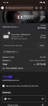 Duclos Lenses coupon verification screenshot