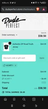 ACART-1 coupon verification screenshot