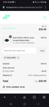 Welcome1 coupon verification screenshot