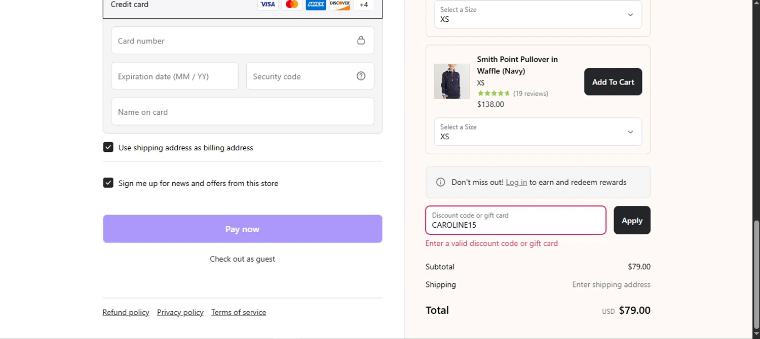 Dudley Stephens coupon code screenshot showing code CAROLINE15 applied at Dudley Stephens checkout page. Uploaded by SimplyCodes community member noworries on Aug 24, 2025