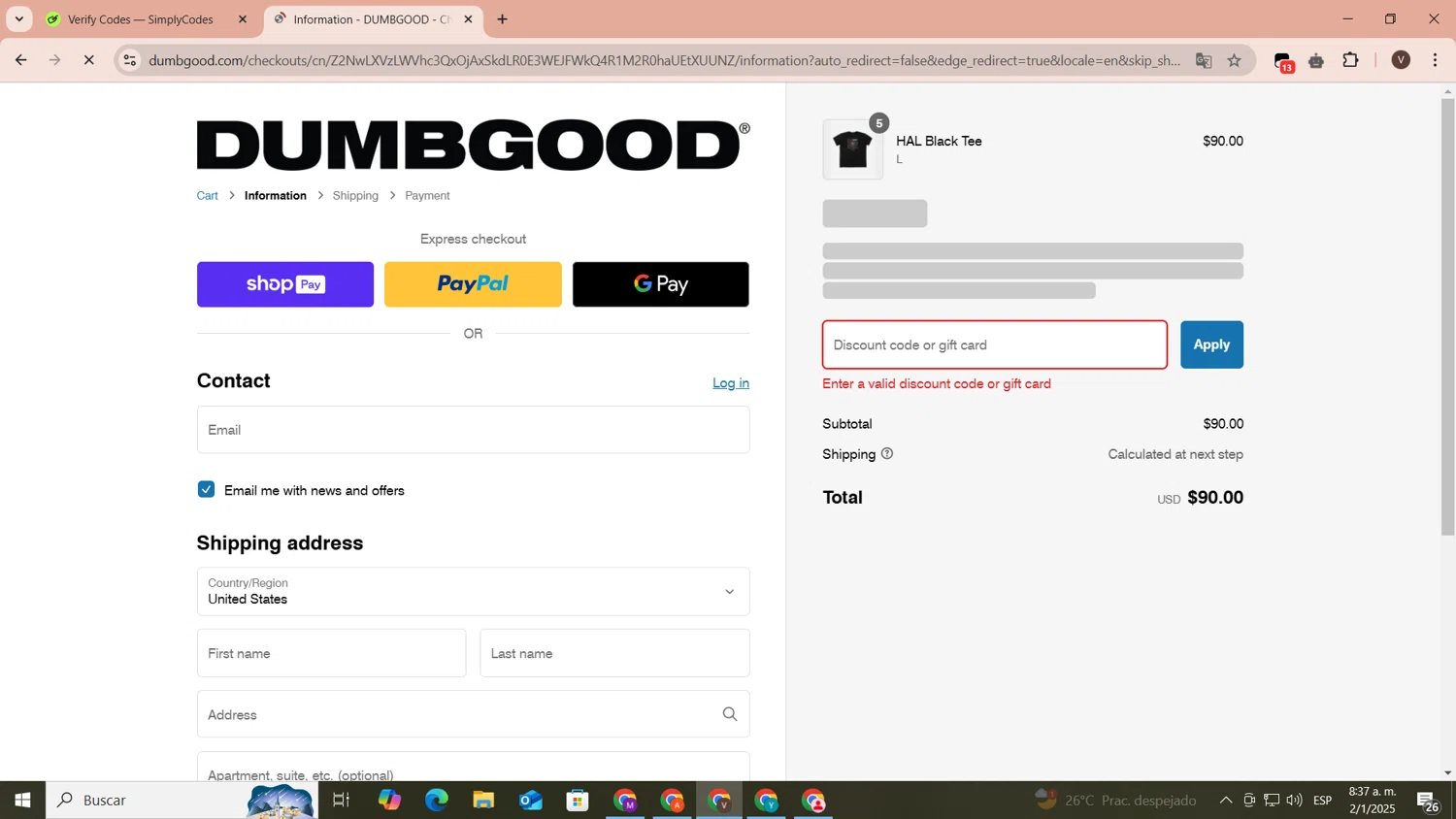 Dumbgood coupon code screenshot showing code ANJEEZ20 applied at Dumbgood checkout page. Uploaded by SimplyCodes community member CoinLegend1707 on Jan 2, 2025