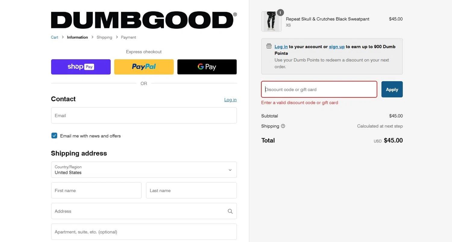 Dumbgood coupon code screenshot showing code ANJEEZ20 applied at Dumbgood checkout page. Uploaded by SimplyCodes community member mikhaildelmoral on Jan 2, 2025