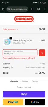 FAMILY25 coupon verification screenshot
