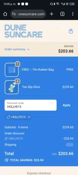 HOLLYE15 coupon verification screenshot
