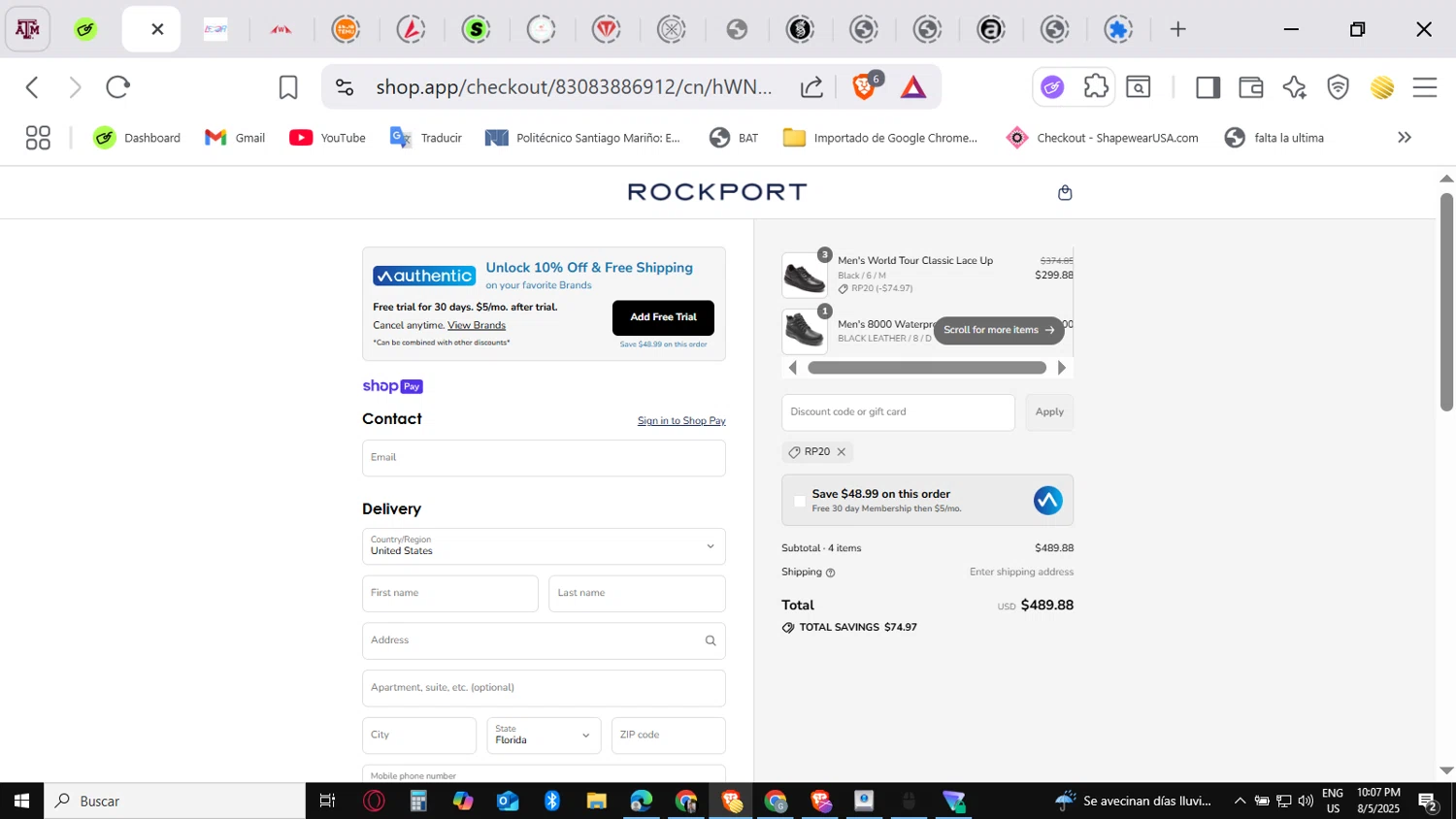 Dunham promo code screenshot showing code rp20 applied at Dunham checkout page. Uploaded by SimplyCodes community member myke_suave on Aug 6, 2025