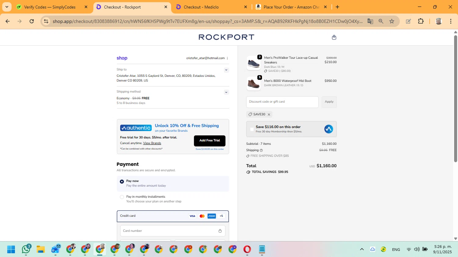 Dunham promo code screenshot showing code SAVE30 applied at Dunham checkout page. Uploaded by SimplyCodes community member ManuelF on Nov 9, 2025