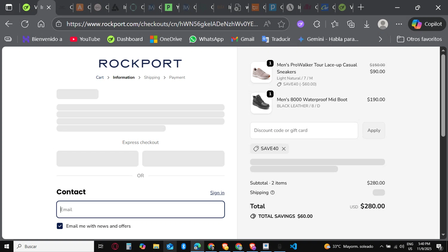 Dunham promo code screenshot showing code SAVE40 applied at Dunham checkout page. Uploaded by SimplyCodes community member Carbon132 on Nov 9, 2025