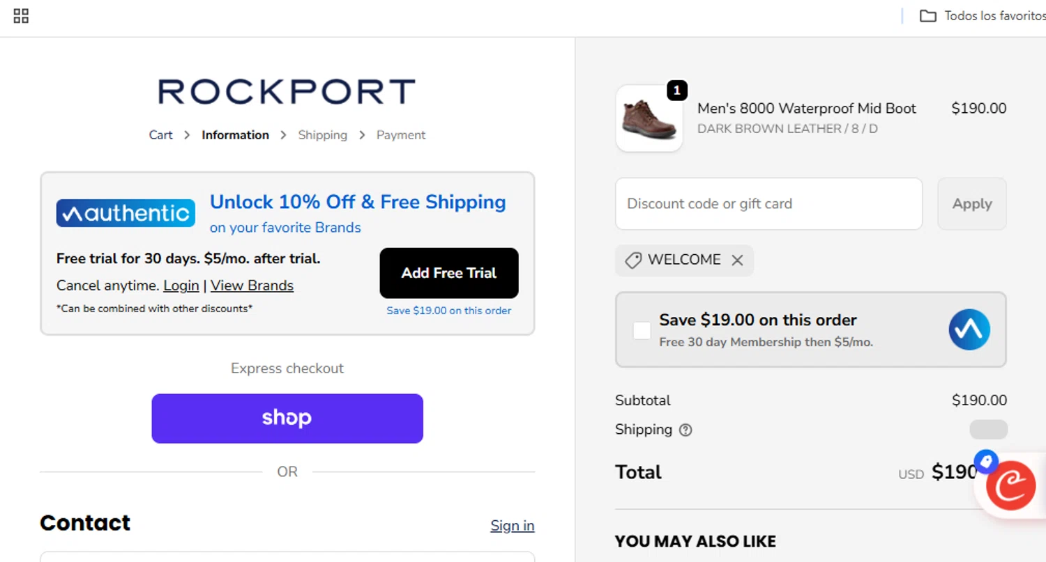 Dunham promo code screenshot showing code WELCOME applied at Dunham checkout page. Uploaded by SimplyCodes community member cachetegomez on Nov 25, 2025