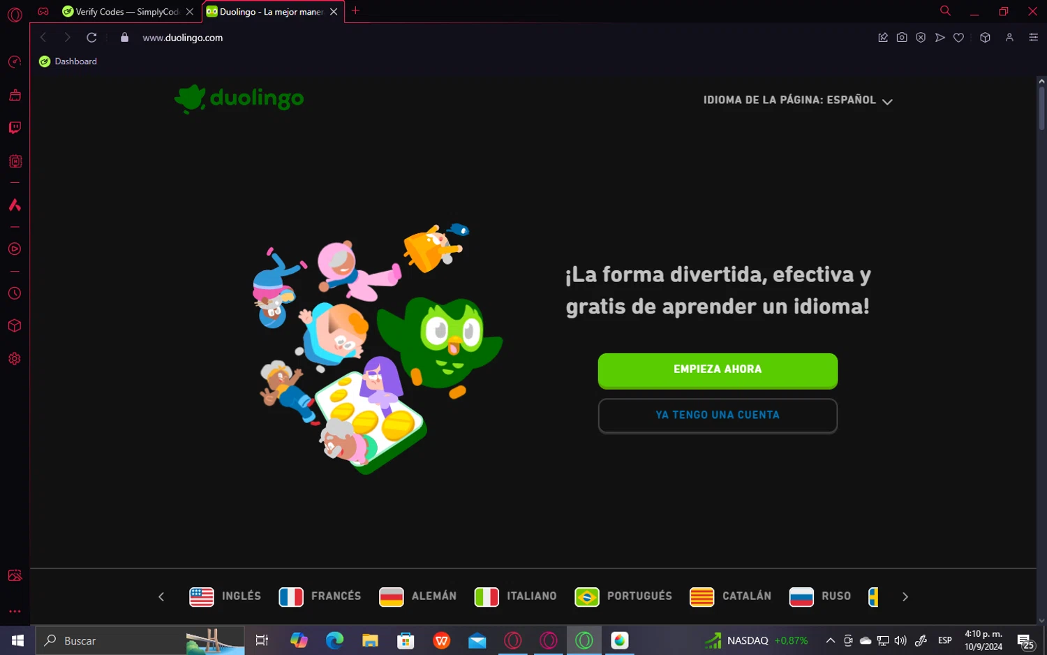 where to use duoLingo promo code box