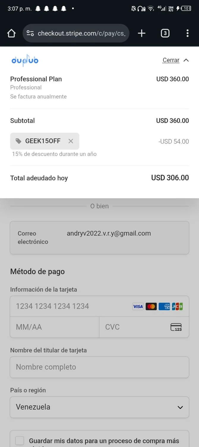 DupDub checkout page showing DupDub promo code box | Screenshot taken by SimplyCodes community member on Oct 10, 2025